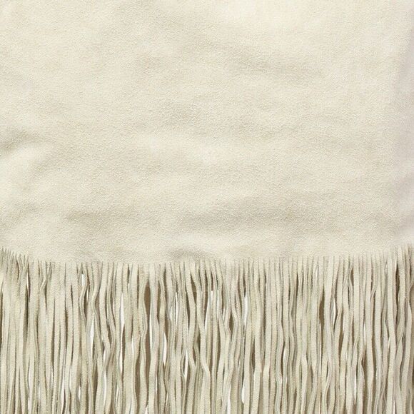 Miu Light Beige Suede Fringe Hobo #129618M28B - Picture 6 of 10